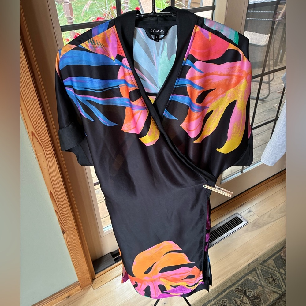 Soma‎ Colorful Patterned Wraparound Sz. S Robe w Pockets